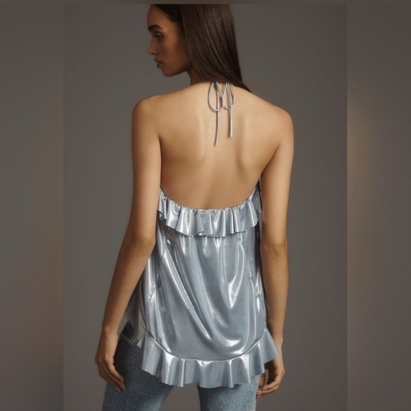 ❤️ NWT Anthropologie Shine Ruffle Tank- XS - Picture 2 of 9